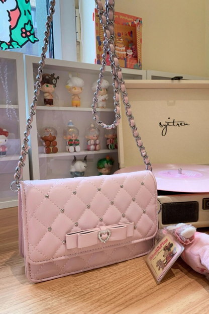 Rhinestone Bow Chain Bag