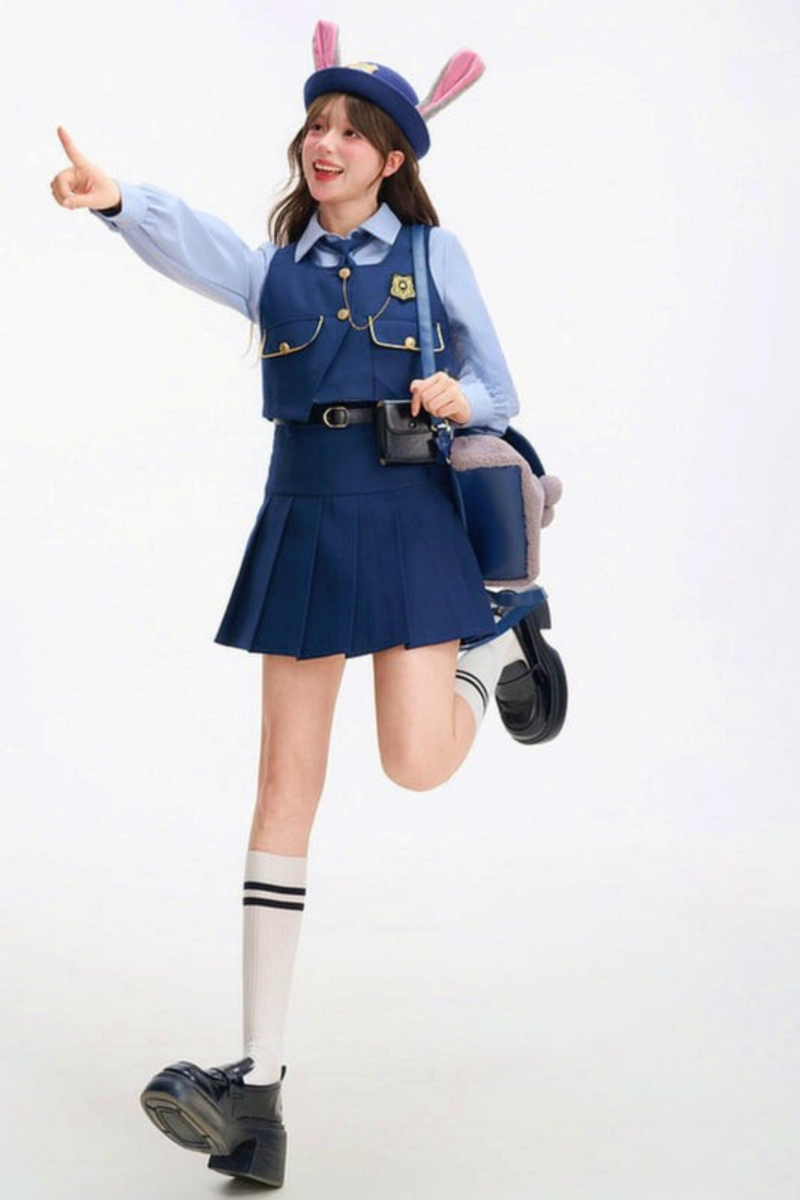 Bunny Police Shirt + Skirt + Vest