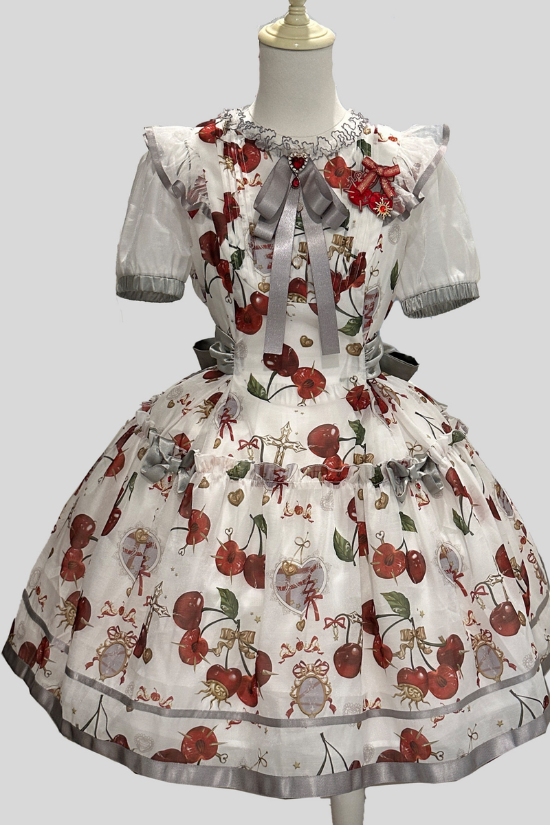 Retro Antique Cherry Sweet Lolita Dress + Jumper Skirt