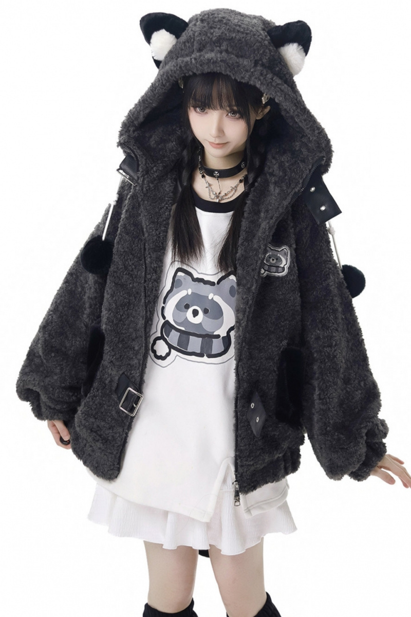 Raccoon Fur Jacket + Sweatshirt + Skirt + Pants + Leg Sleeve