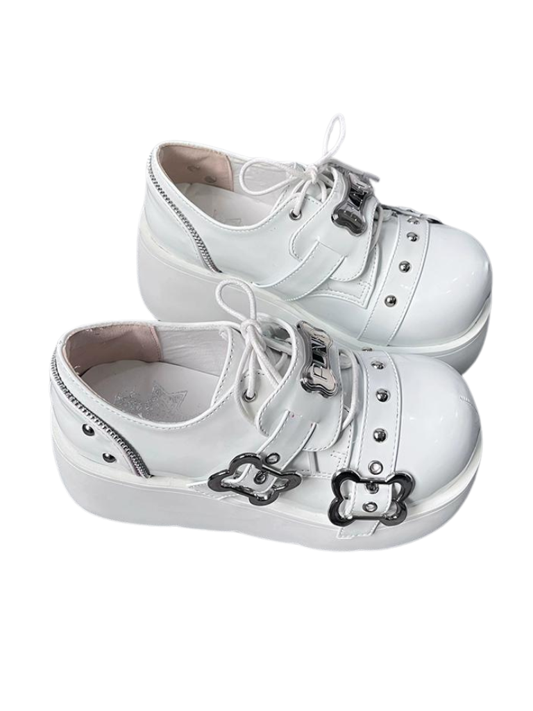 Angel Puppy Punk Style Round Toe Platform Shoes [denim/enamel]