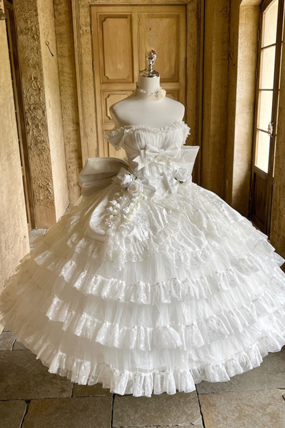 Pure Bridal Lolita Dress + Veil + Waist Belt