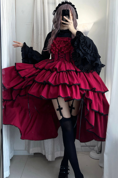 Wine Red Night Jumper Skirt + Shirt
