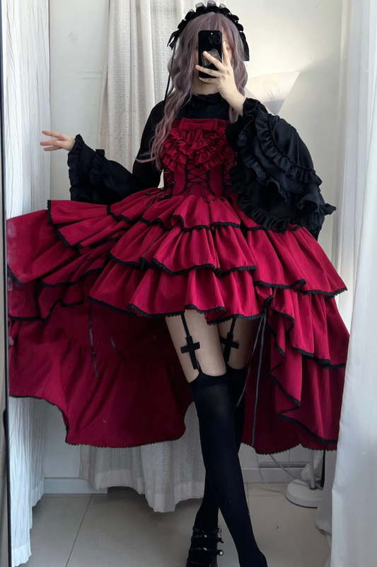 Wine Red Night Jumper Skirt + Shirt