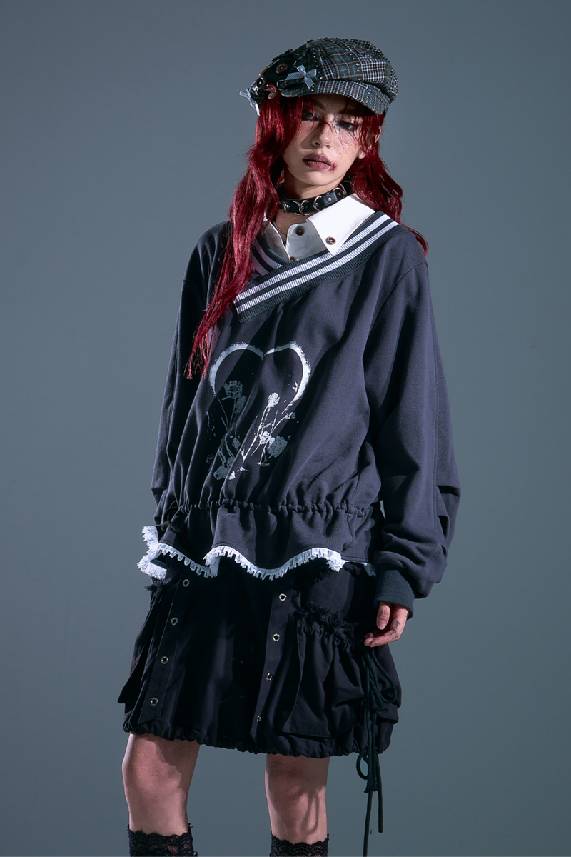 Drawstring Loose Sweatshirt