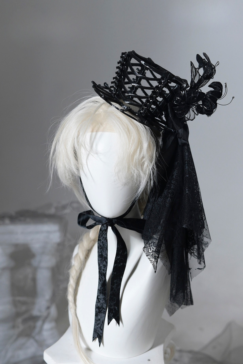[pre-order Deadline: June 8] Phantom Knight Series Flower Veil Skeleton Hat + Mini Hat