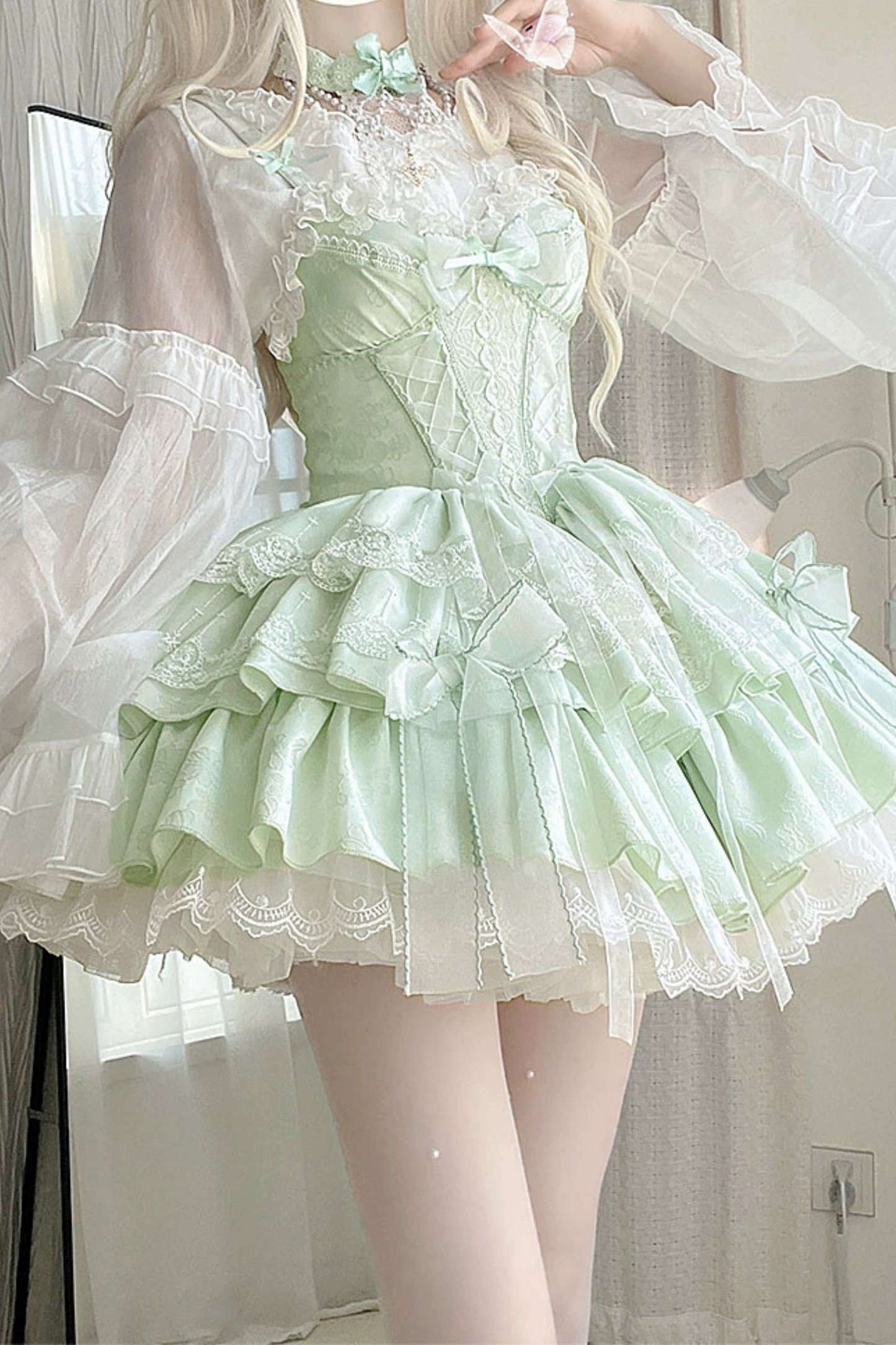 Polly Rue Ballet Flannel Lace Ribbon Lolita Dress