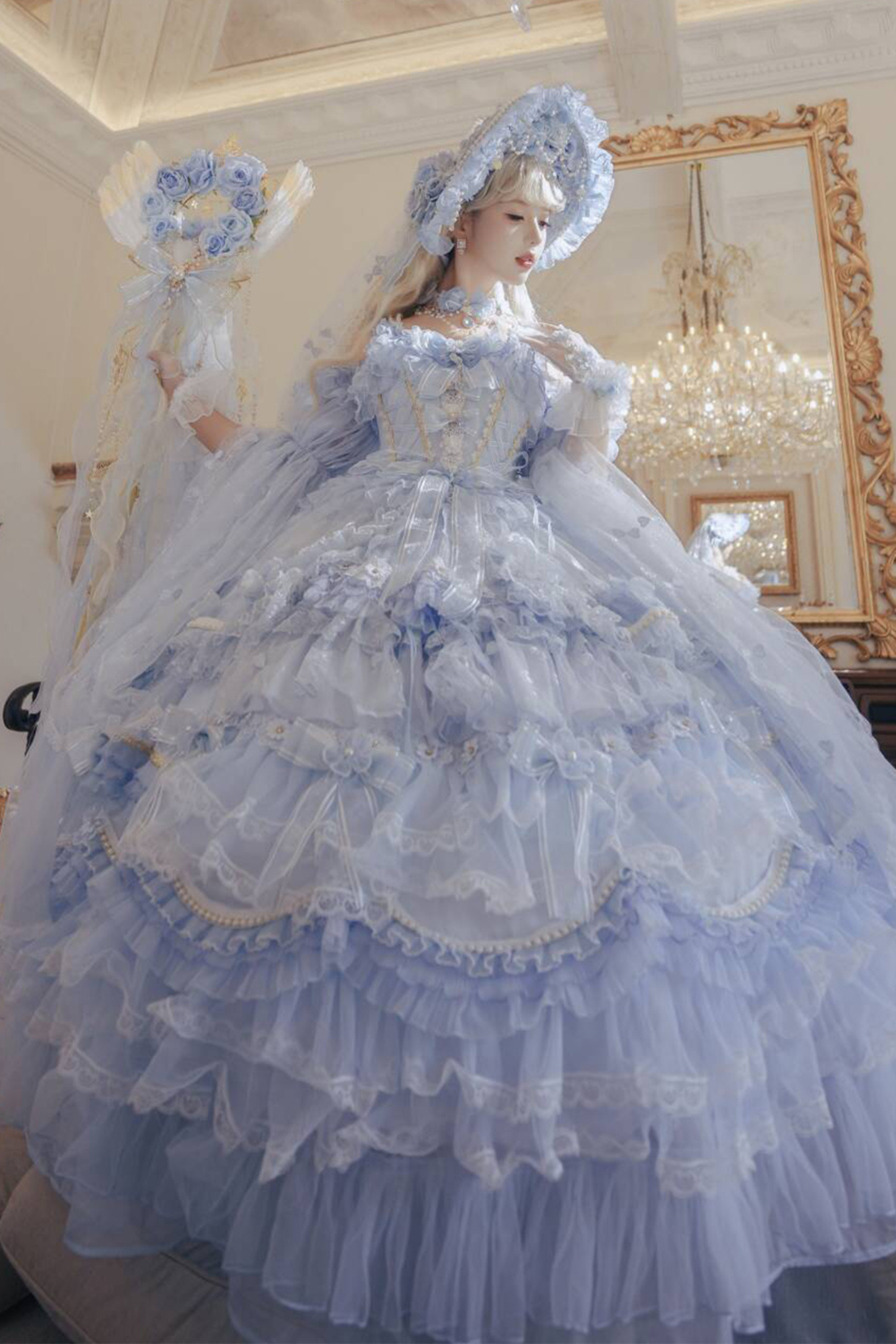 Ice Blue Princess Lolita Long Dress