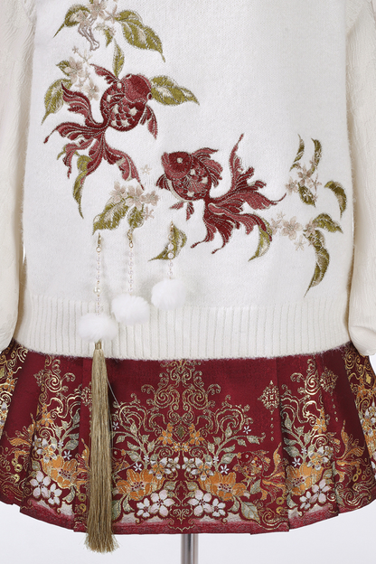 China Snow Knit Vest + Shirt + Skirt