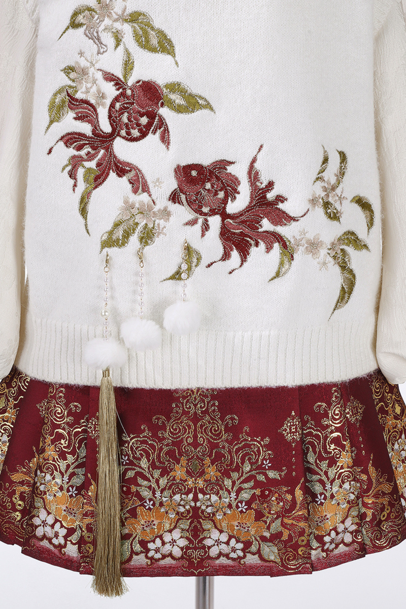 China Snow Knit Vest + Shirt + Skirt