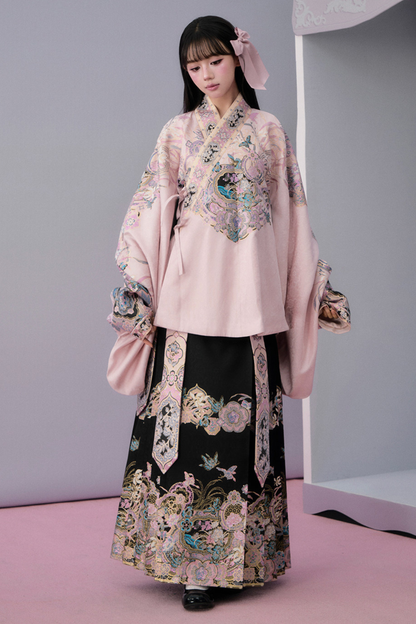 Sweet Chinese-style Jacket + Pleated Skirt + Accessories