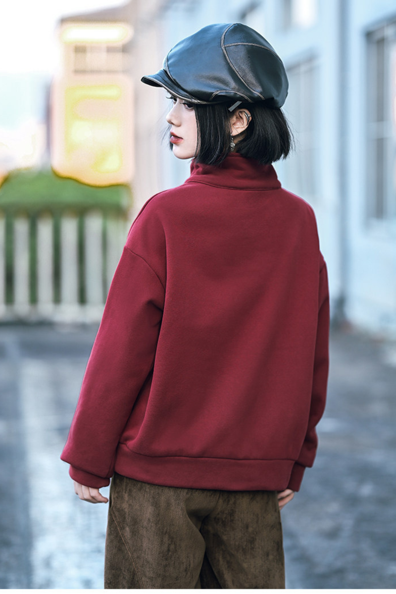 Retro Chinese-style Mode Zip Neck Top