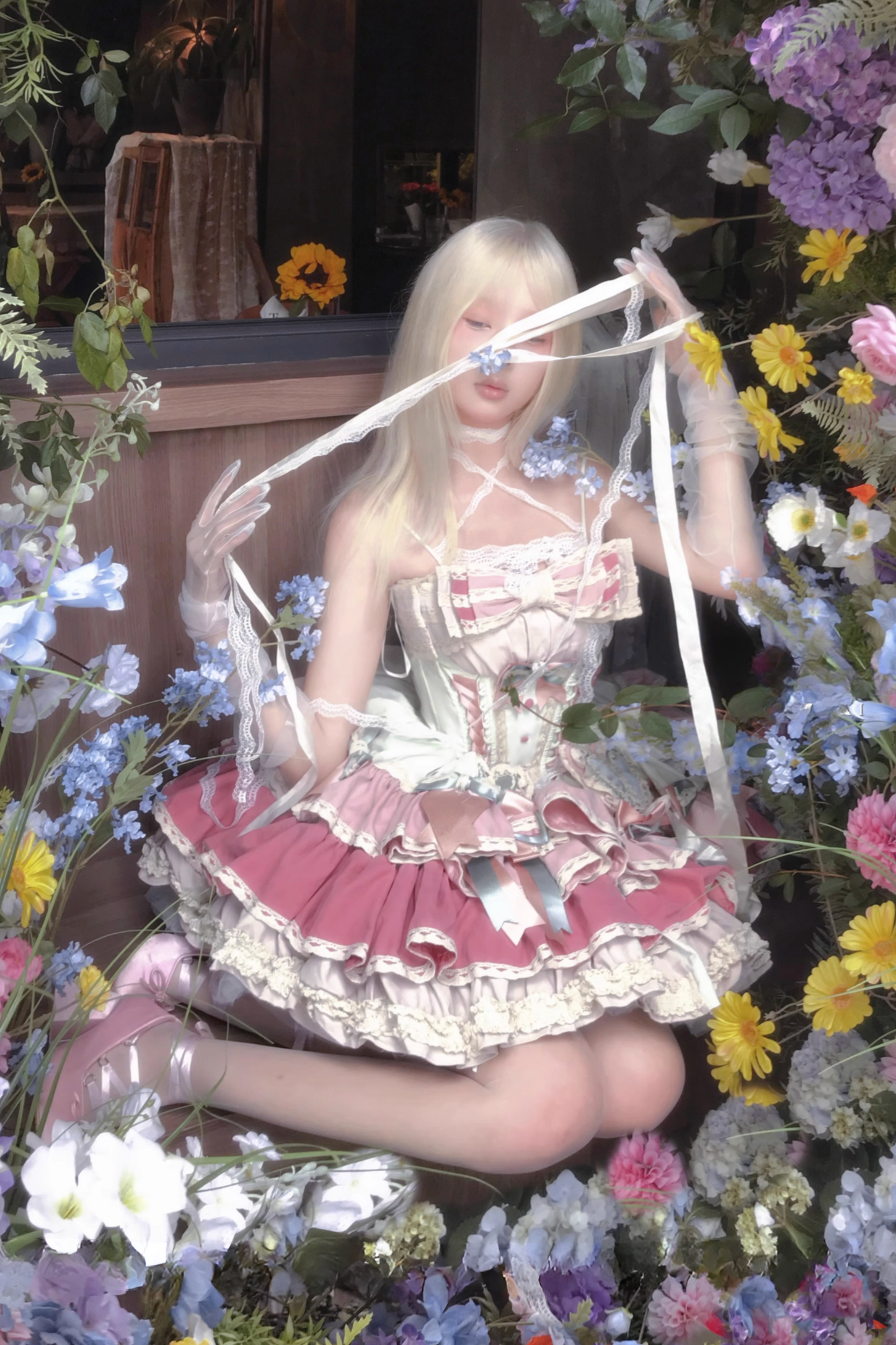 [pre-order] Ribbon Bunny Antique Version Bustier Dress + Inner Top + Complete Accessories