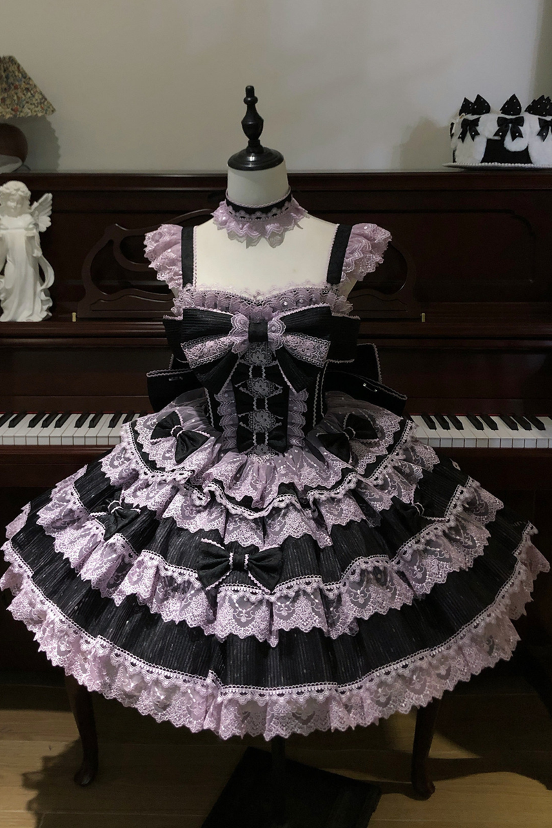 [pre-order] Princess Ballet Tiered Lolita Dress + Headband + Necklace + Sleeves + Tail