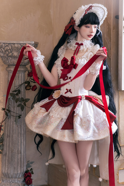 Snow White Princess Lolita Dress + Bonnet + Lace Choker