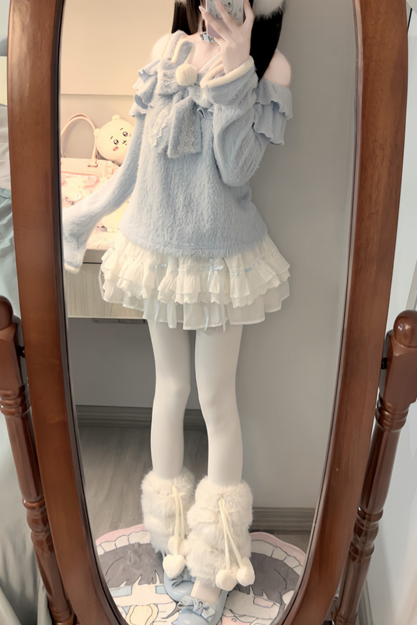 Ice Blue Ruffle Top + Ruffle Skirt