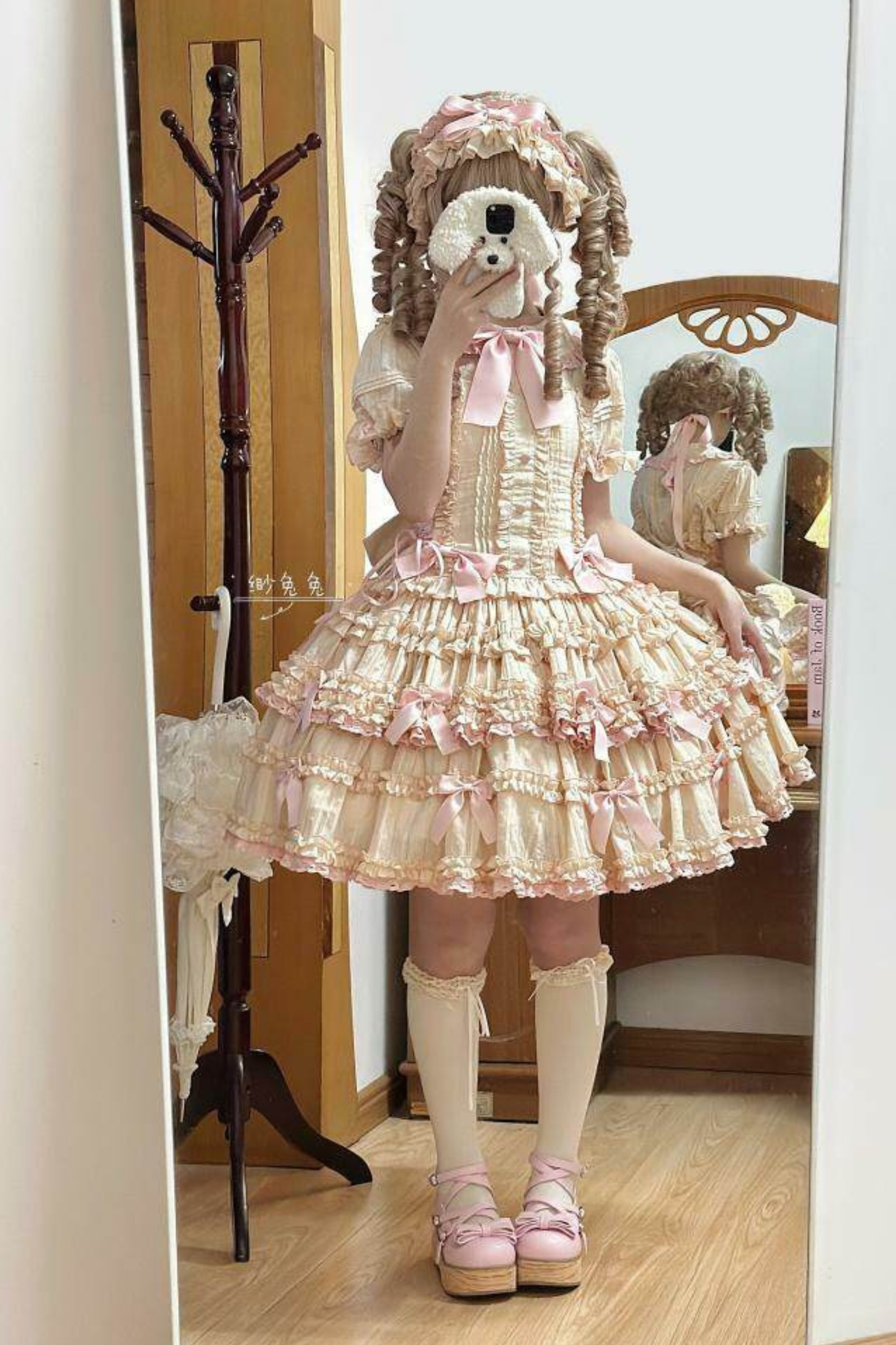 Pure Girl Ribbon Lolita Skirt + Innerwear + Vest + Hair Band + Sleeve