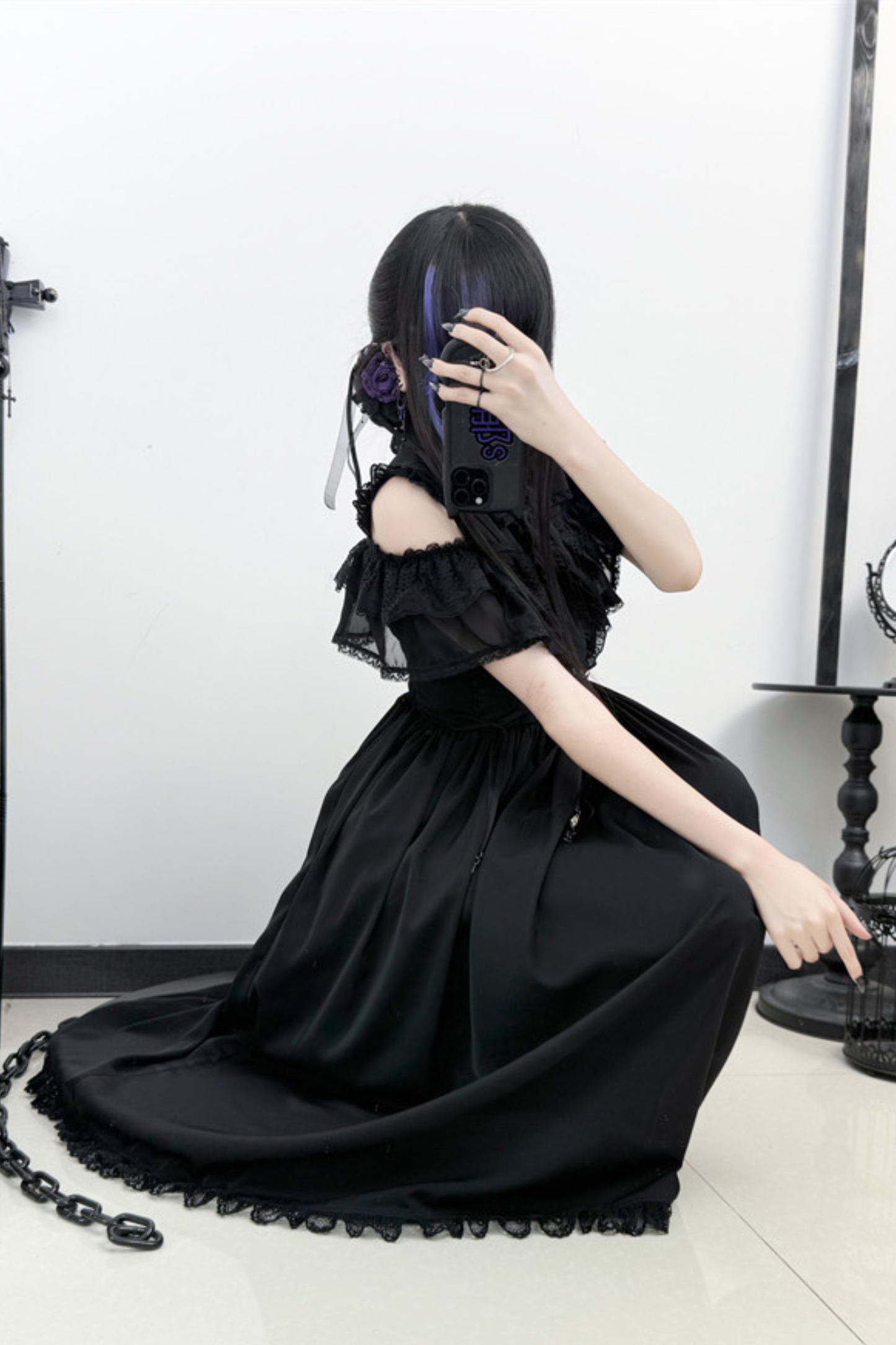 Dark Style Off Shoulder Lace Dress