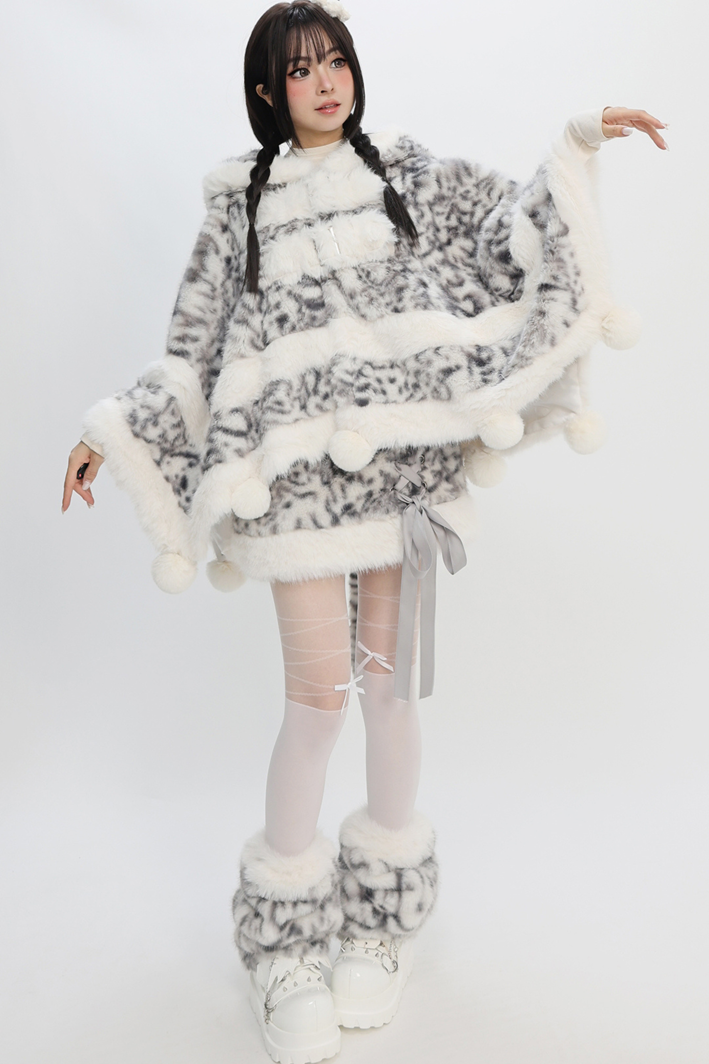 Tabby Leopard Print Top + Skirt + Leg Warmers