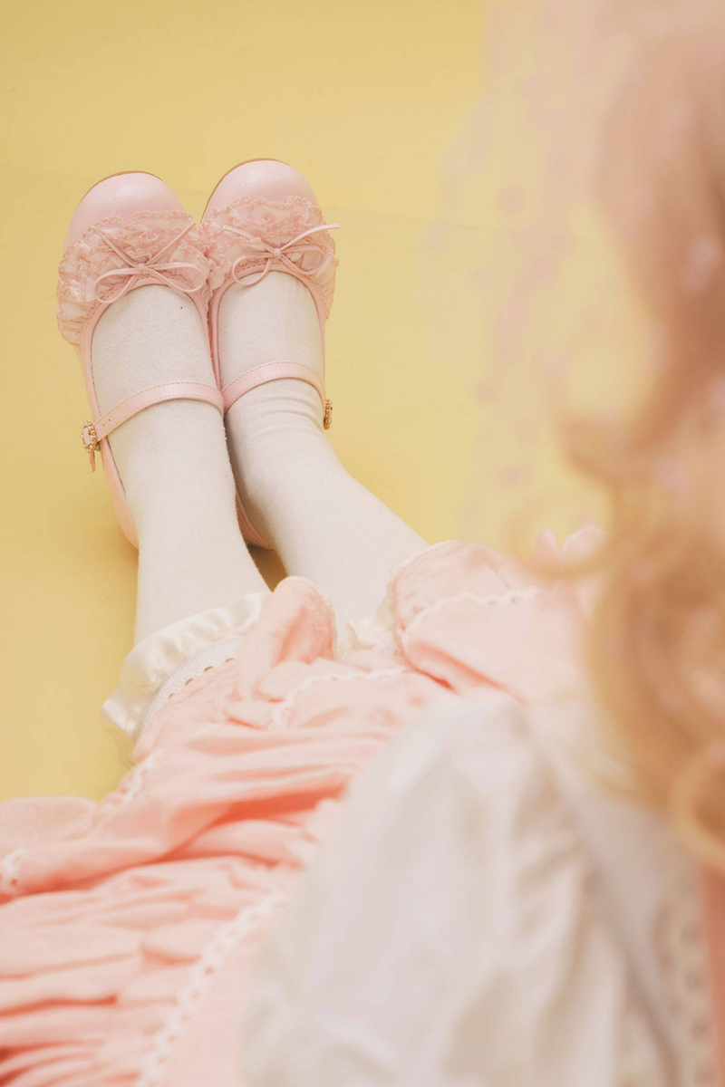 Satin Lace Bow Mary Jane Shoes