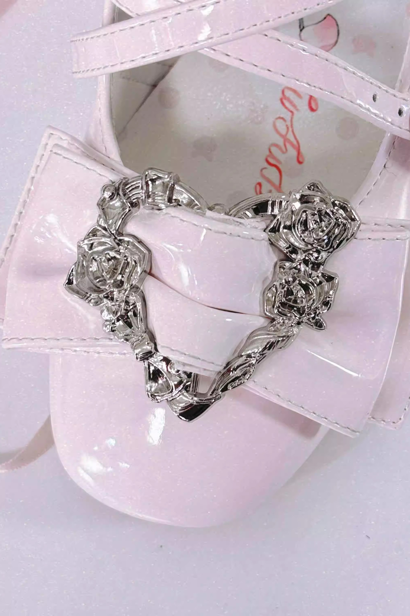 Love Buckle Crystal Heel Shoes
