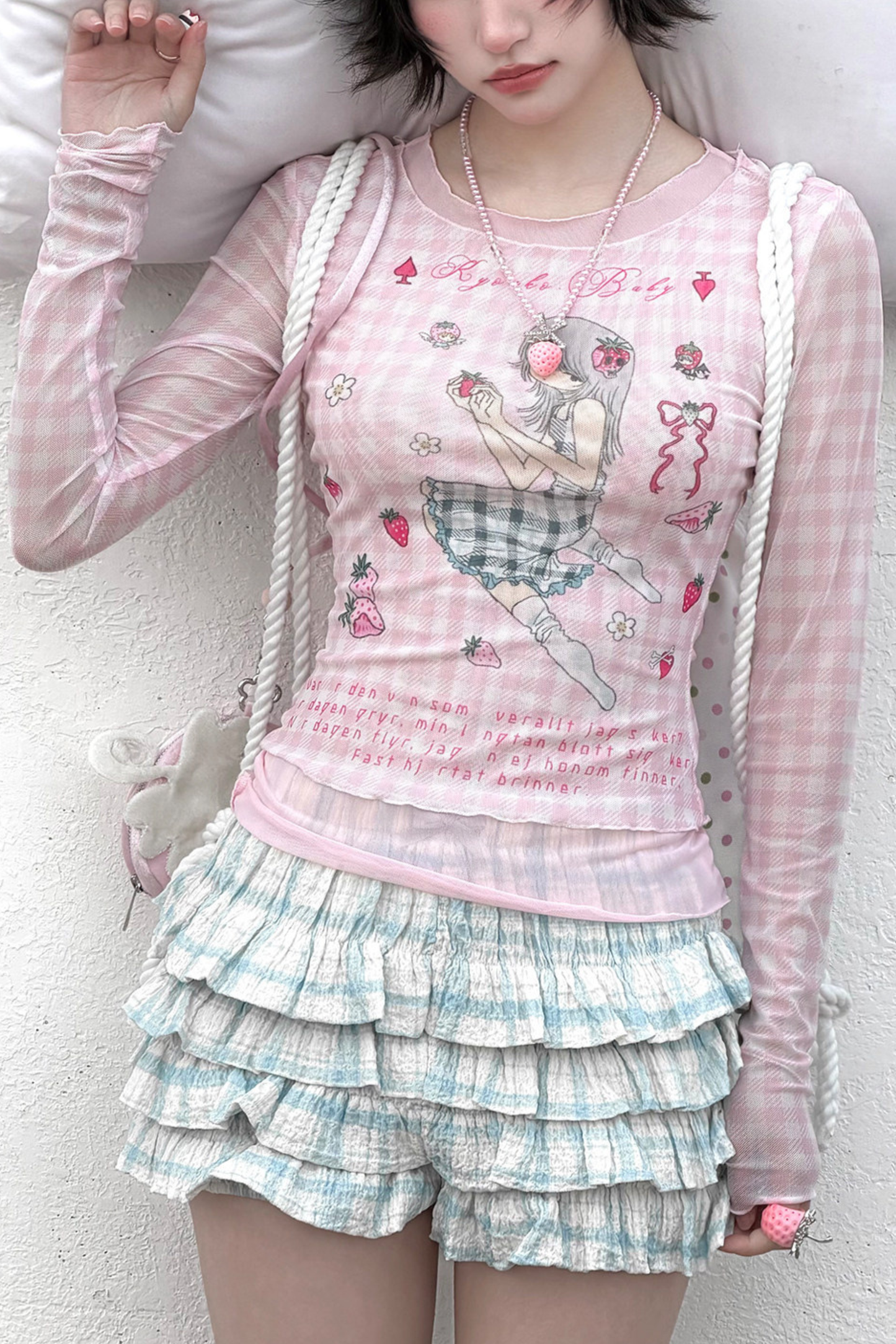 Macaron Peach T Shirt + Ruffle Culottes