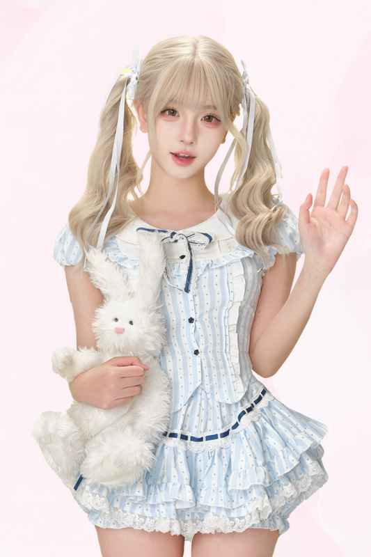 Coconut College Stripe Top & Tiered Skirt
