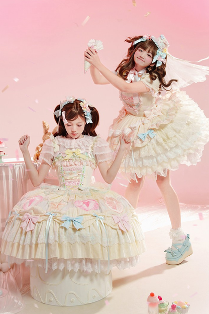 [pre-order] Slice Cake Lolita Dress + Jumper Skirt + Headband + Clip + Hat