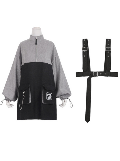 Jirai Two Tone Sweat Dress + Waist Belt