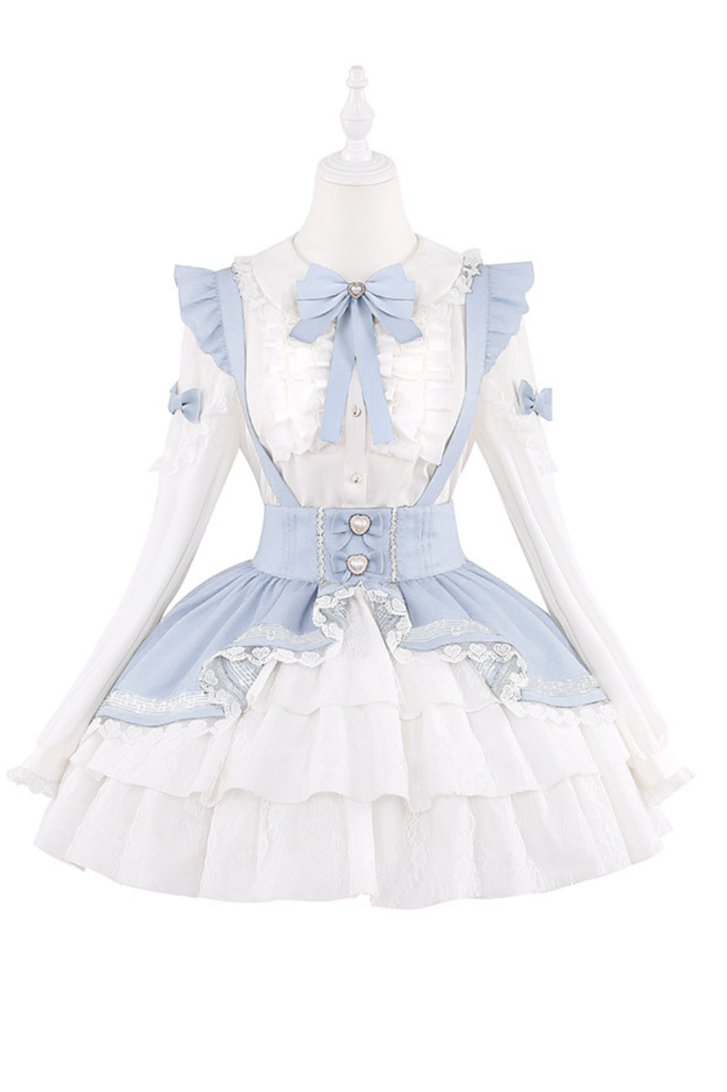 Lace Shirt + Tiered Bib Skirt