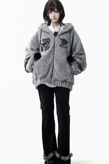 Patchwork Fur Hooded Coat + Pants + Shirt + Skirt + Leg Warmers