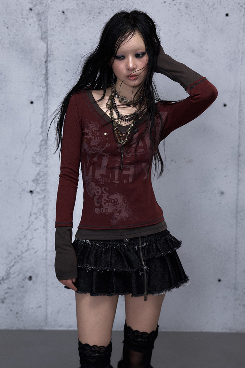 Retro Dark Patchwork Top
