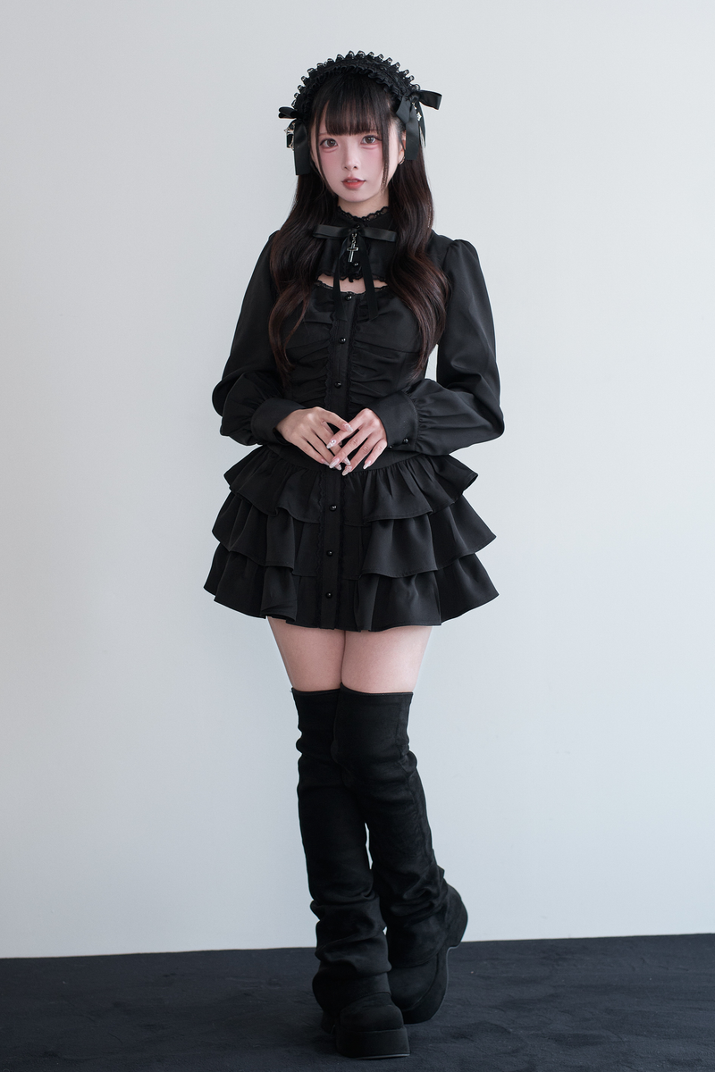 Little Goth Lace Ribbon Dress + Shorts