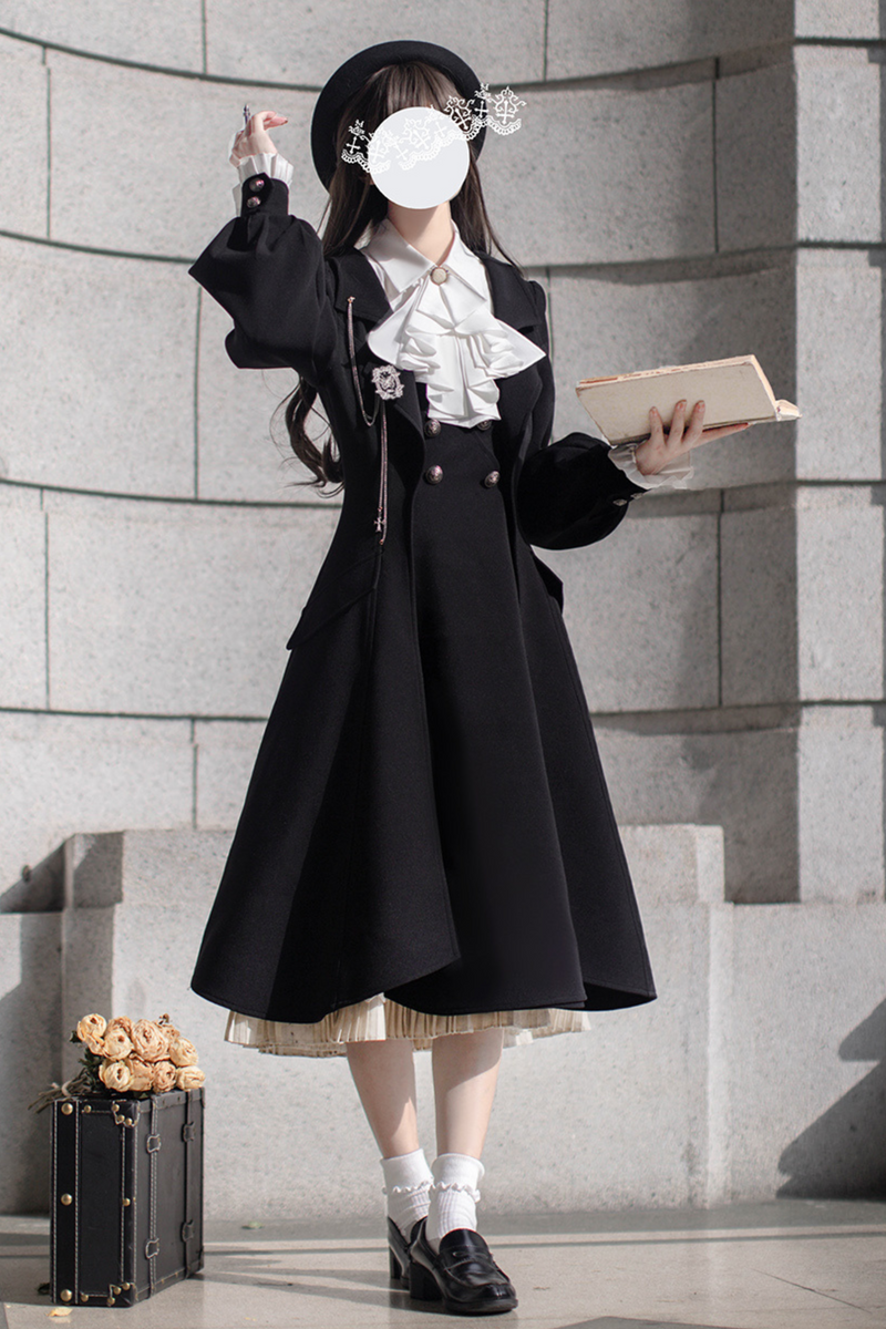 [pre-order] Retro Sweet College Coat + Suspender Skirt + Shirt + Collar + Brooch