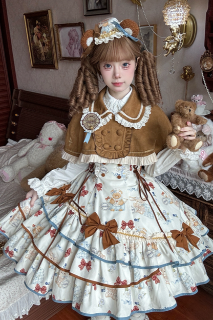 Seaside Bear Tea Party Lolita Dress + Cape