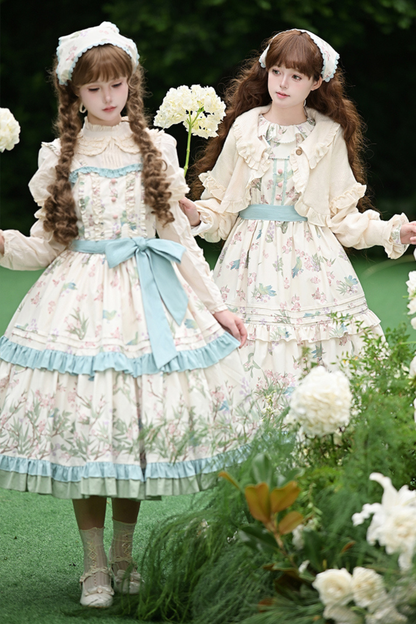 [pre-order] Forest Flower Dress + Suspender Skirt + Blouse + Cardigan + Scarf