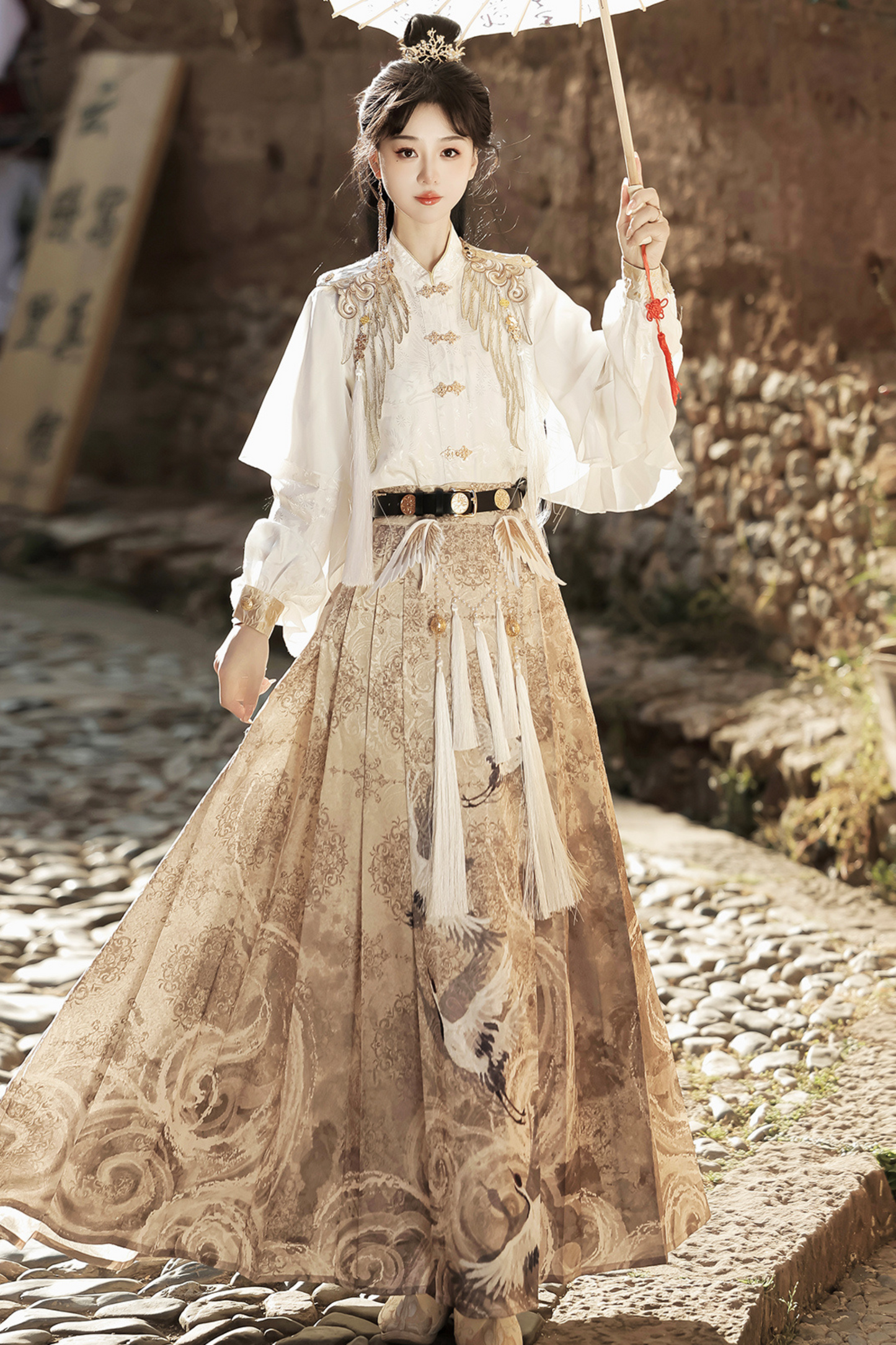 Retro China Blouse + Long Skirt