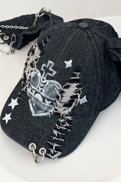 Dark Graffiti Denim Baseball Cap