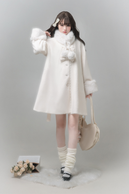 White Japanese Style Cape Coat