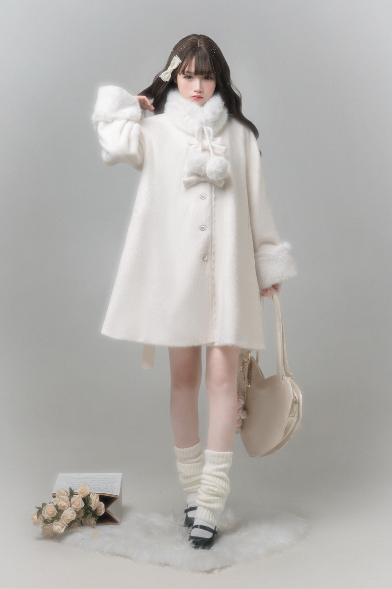 White Japanese Style Cape Coat