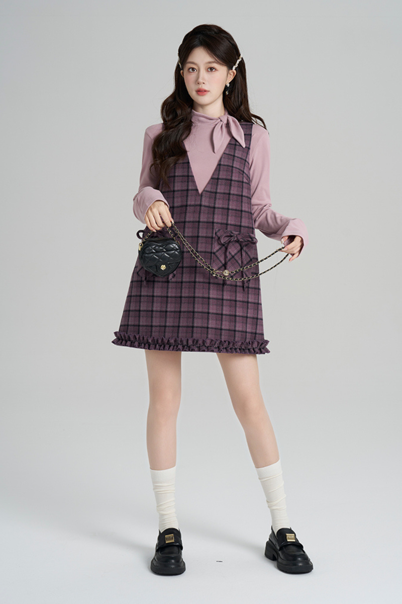 Purple Plaid Ruffle Dress + Top