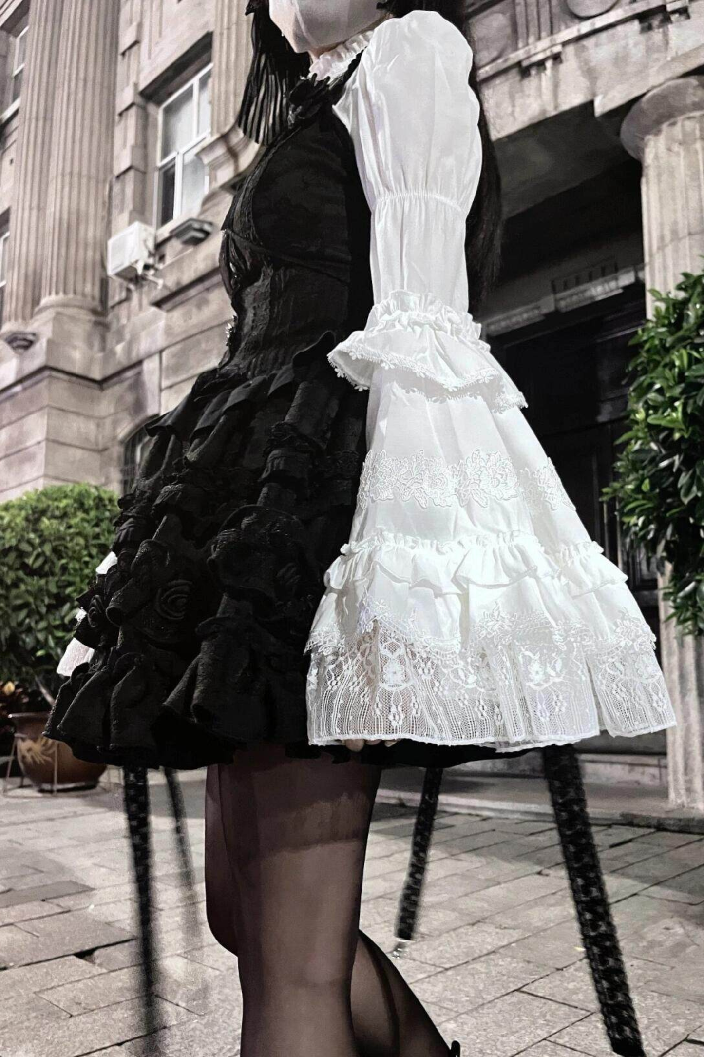 Gothic Lace Trumpet Sleeve Blouse