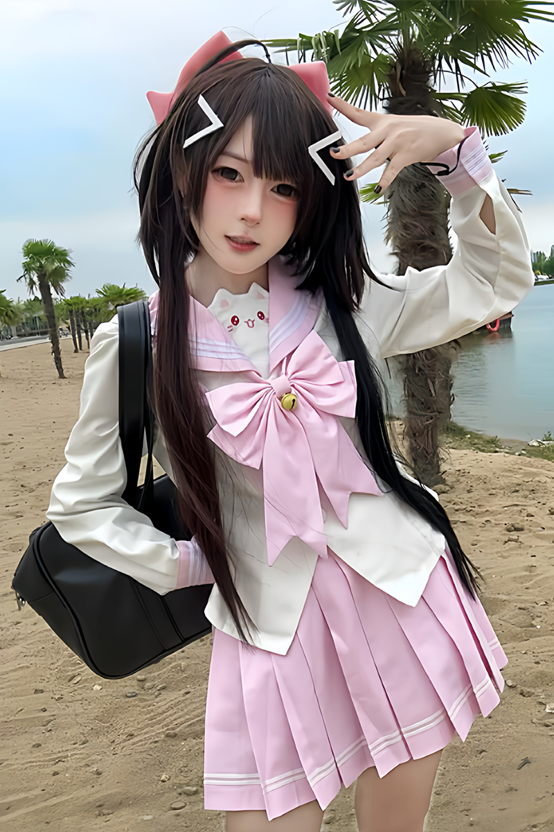 Anime Girl Sailor Top + Skirt + Ribbon