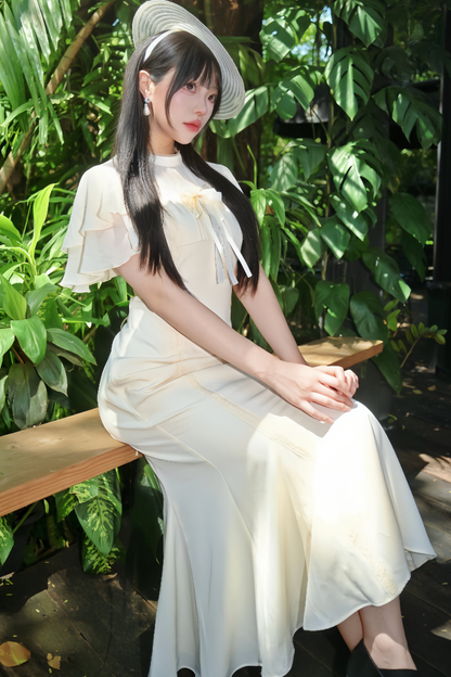Pure White Lace Fishtail Dress
