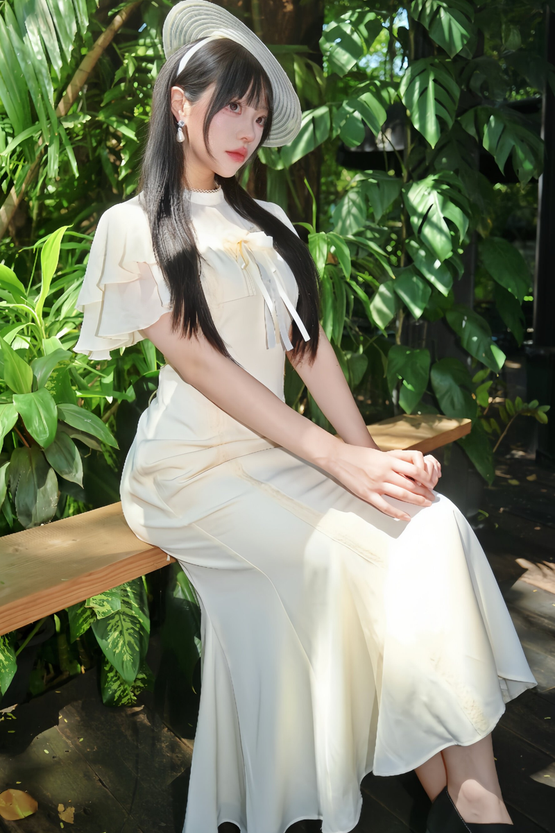 Pure White Lace Fishtail Dress