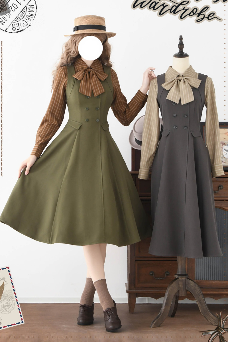 British Style Retro Sleeveless Dress