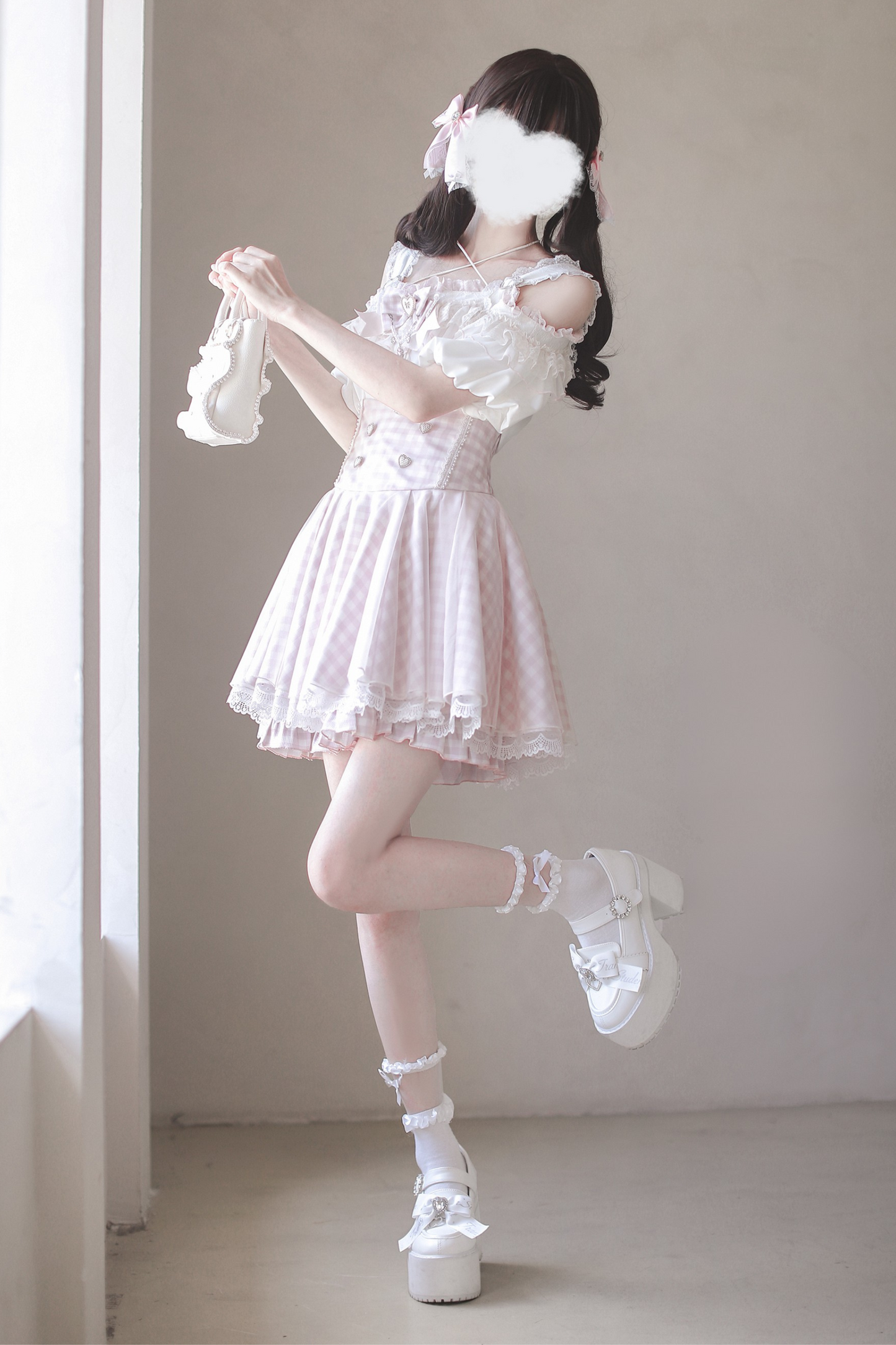 [pre-order] Mass Production Off-shoulder Top + High Waist Skirt