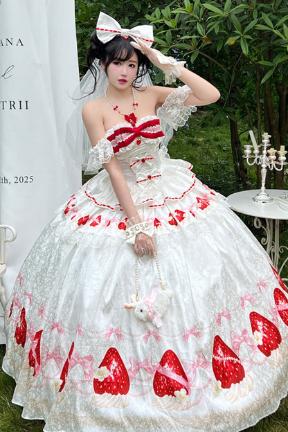 Ribbon Love Strawberry Princess Dress + Skirt