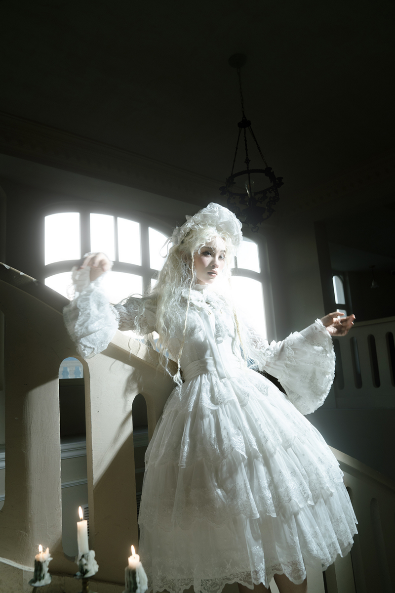 Flower Banquet Princess Sleeve Shirt + Ruffle Lolita Dress