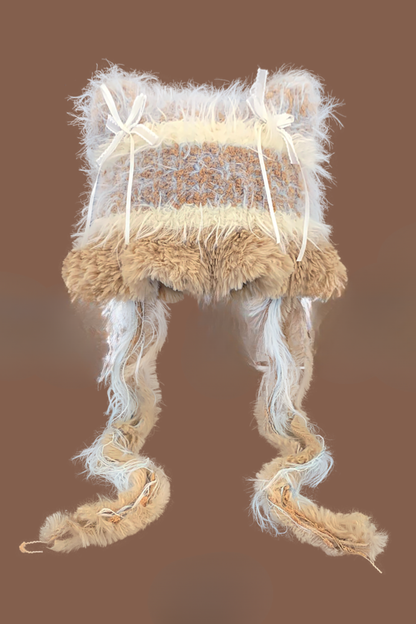 Cat Ear Fur Face Protector Knit Hat